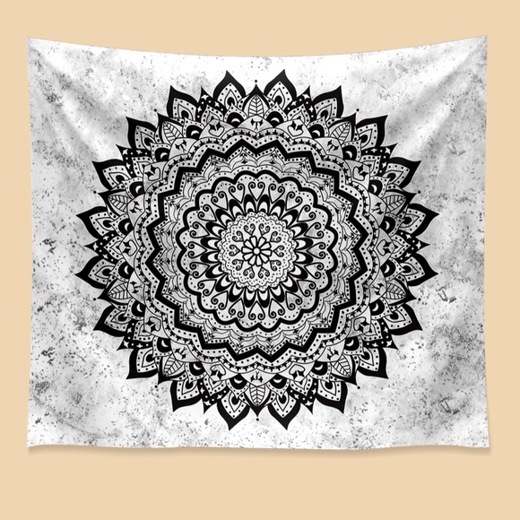 Bohemian Black Mandala Wall Tapestry Decor - Picture 4 of 5